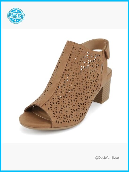 Amazon.com | Womens Chunky Heel Sandals Peep Toe Laser Cut  Trendy Peep Toe Laser Cut Geometric Caged Slingback Ankle Strap Block Heel